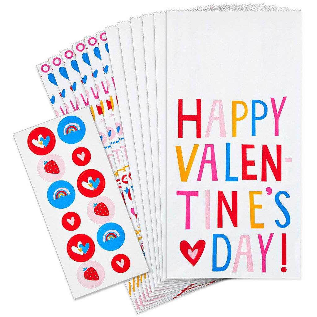 Hallmark  Valentine's Day 12-Pack Assorted Goodie Bags With Stickers