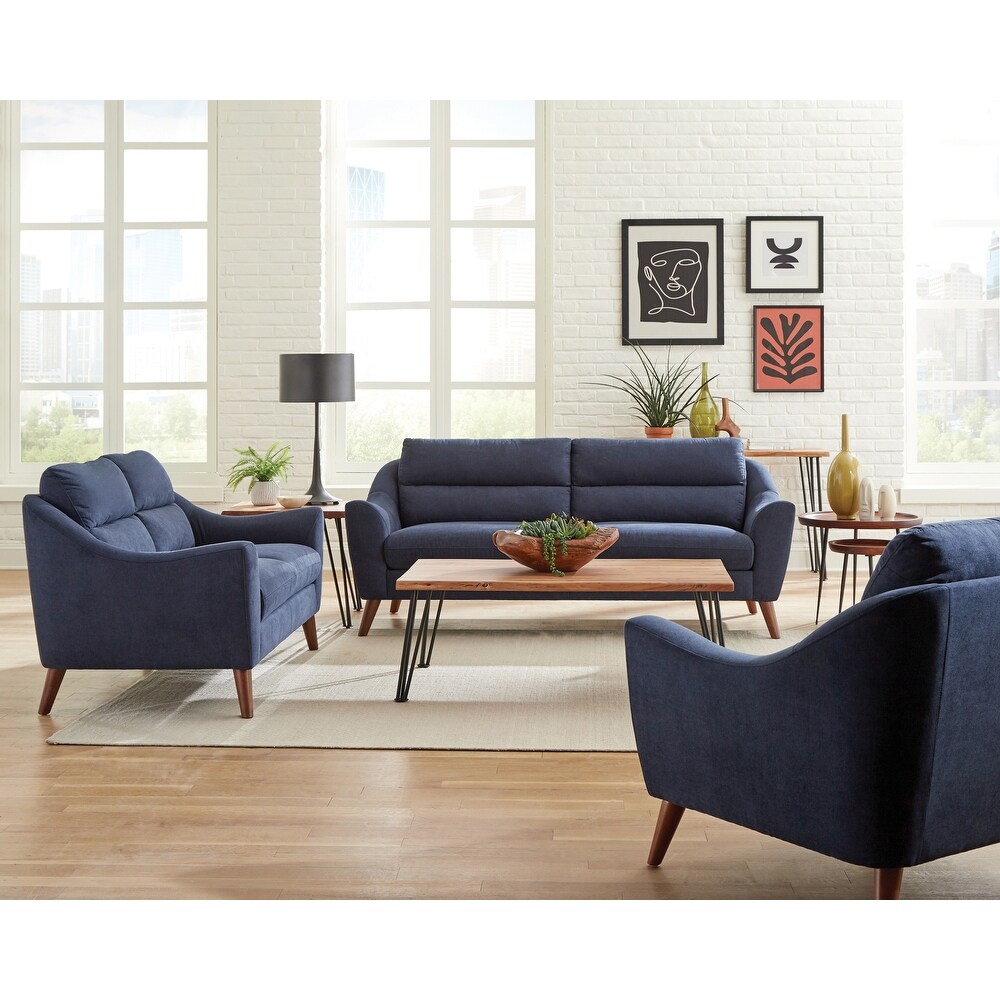 Coaster Furniture Gano Navy Blue 3 piece Sloped Arm Living Room Set