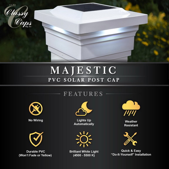 Classy Caps SLO75W 5x5 White PVC Majestic Solar Po...