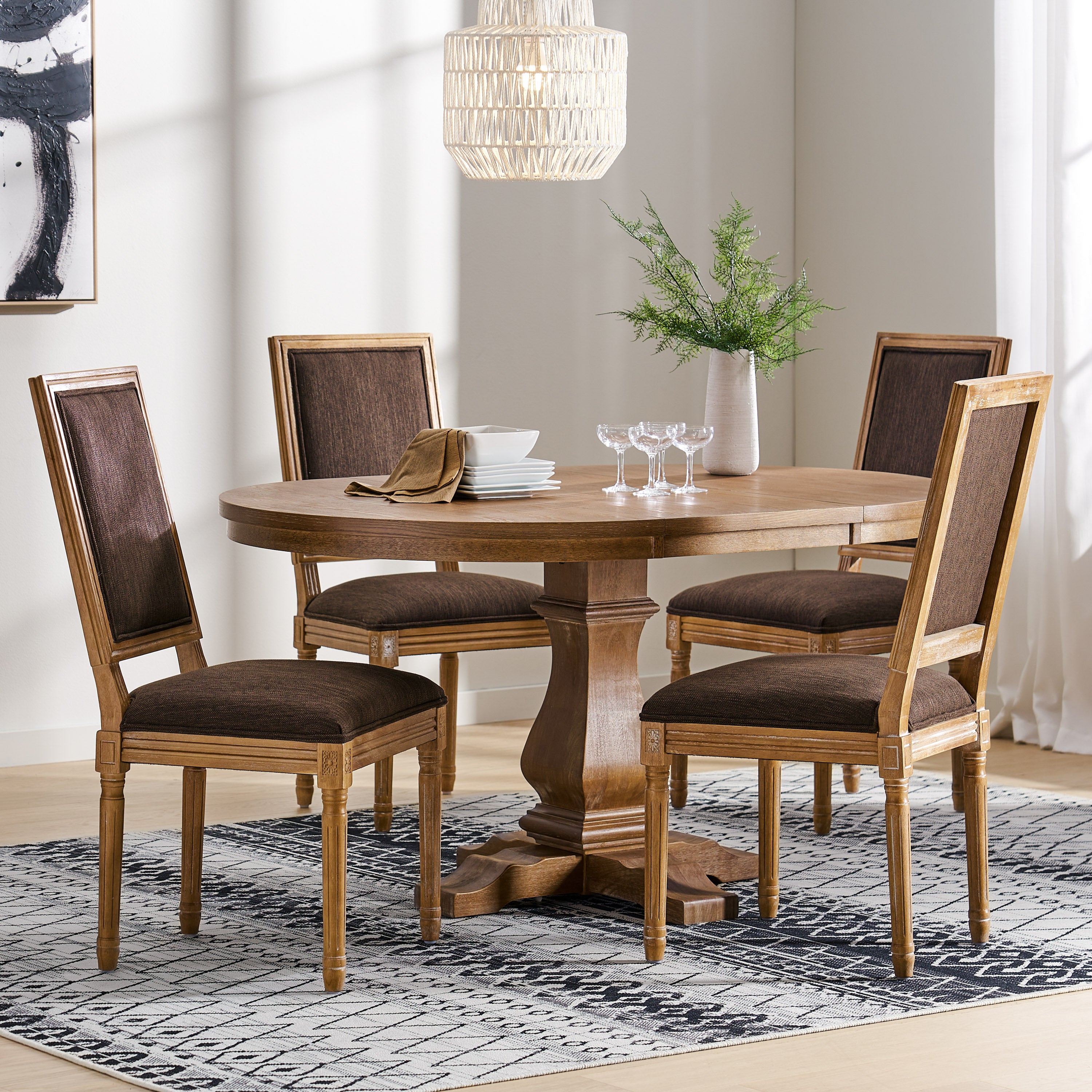 Beckstrom French Country 5-Piece Expandable Oval Dining Set - Wood