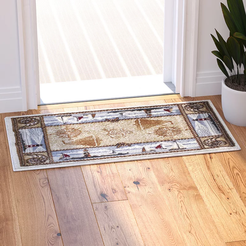 Masada Rugs Masada Rugs Nautical Scene Area Rug Mat - 2'x3'