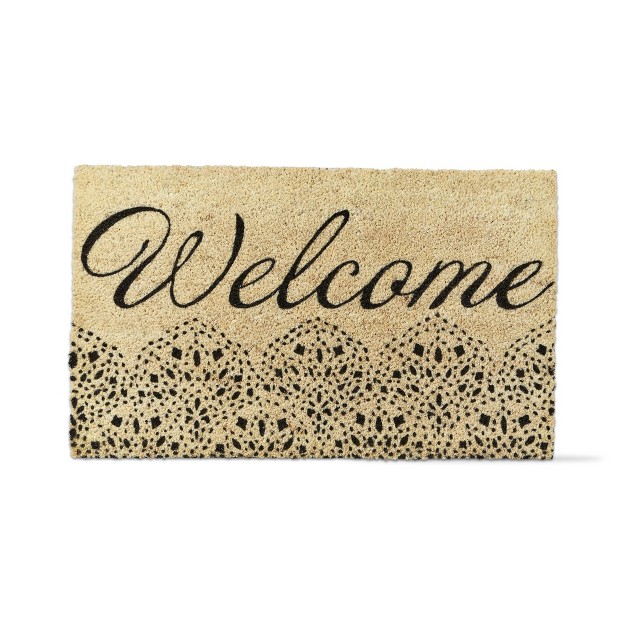 Welcome Sentiment Fan Print Coir Mat Rectangle Indoor And Outdoor Coir Door Welcome Mat Beige