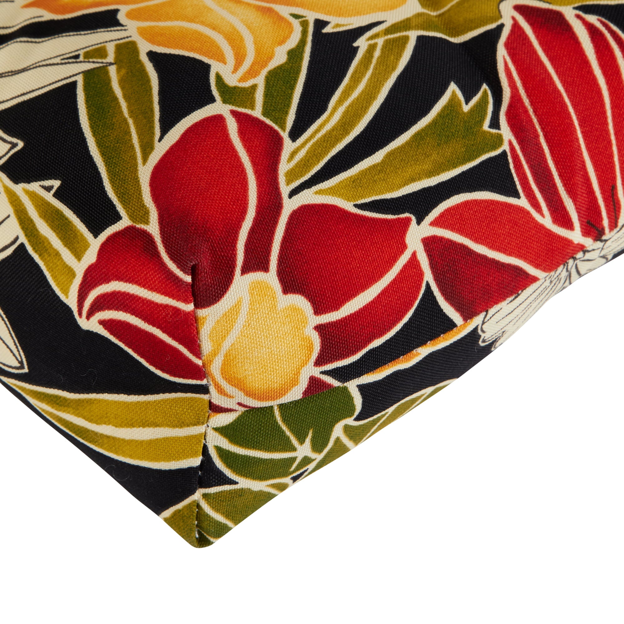 Greendale Home Fashions Aloha Black Floral 44 x 17 in. Outdoor Bench Seat Cushion