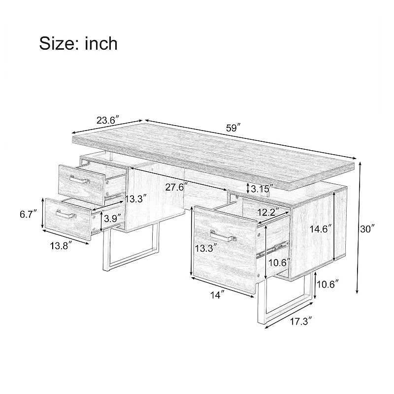 Merax Home Office Computer Desk With Drawers