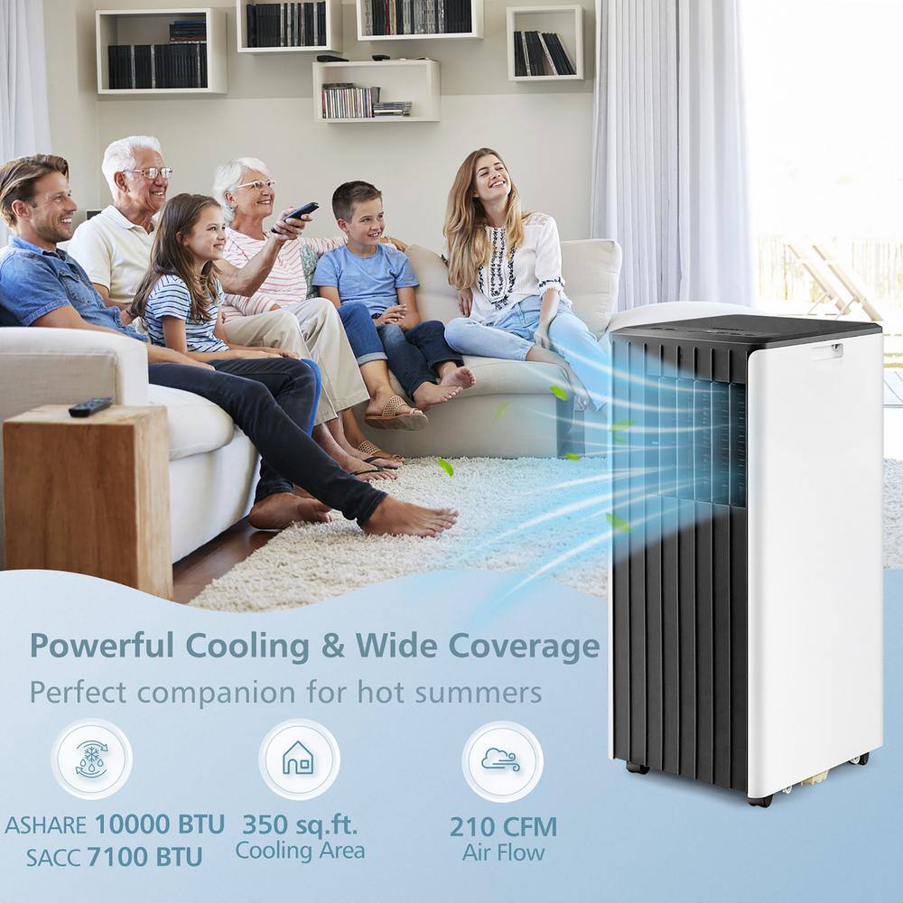 Costway 10000 BTU Portable Air Conditioner AC Unit 3-in-1 Cools 350 Sq. Ft. with Dehumidifier Remote in Black FP10347US-BK