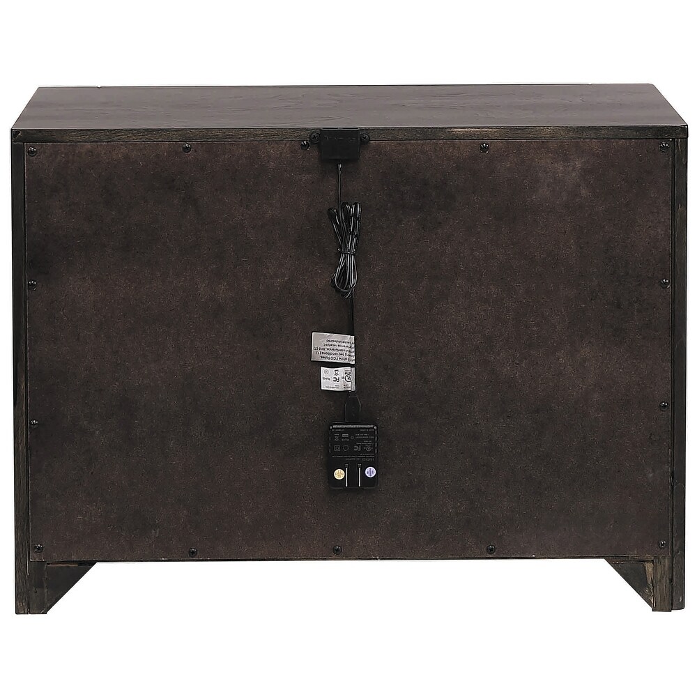 Gracia Walnut and Black Rectangular 2 Drawer Nightstand