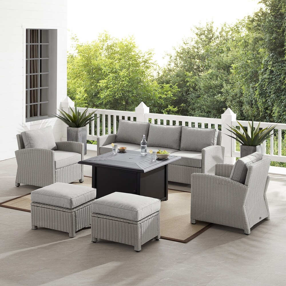 Bradenton 6Pc Outdoor Wicker Sofa Set W/Fire Table   150.5 \