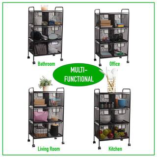 Mind Reader 6 Drawer Office Cart File Storage Cart Utility Cart Office Storage Heavy Duty Multi-Purpose Cart in Black 6DRMESH-BLK