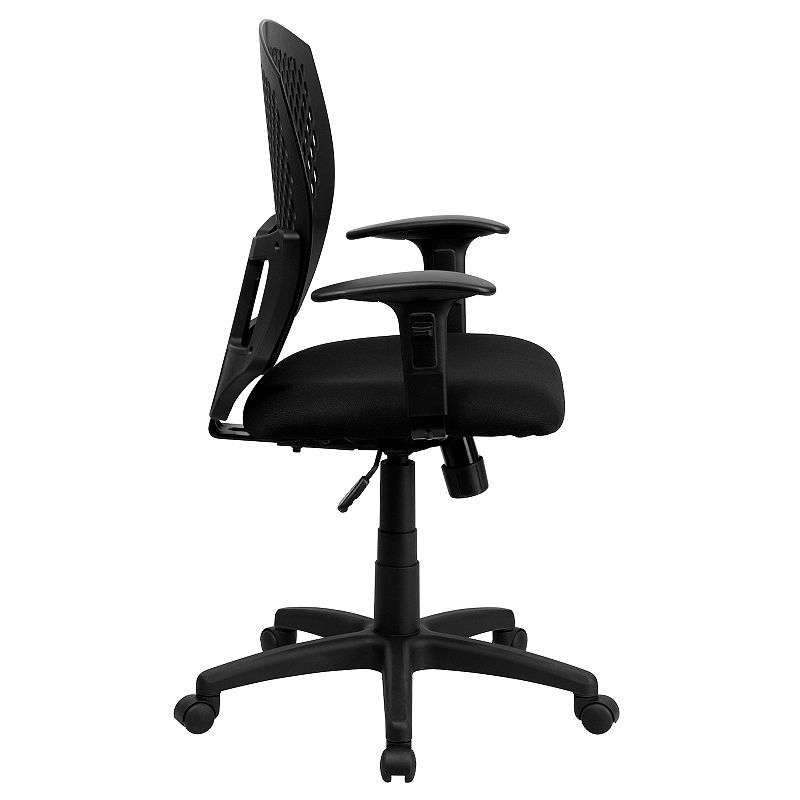 Emma and Oliver Mid-Back Designer Back Swivel Task Office Chair with Fabric Seat and Arms