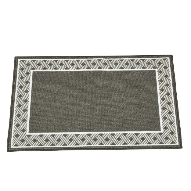 Collections Etc Two tone Basket Weave Border Tufted Accent Rug