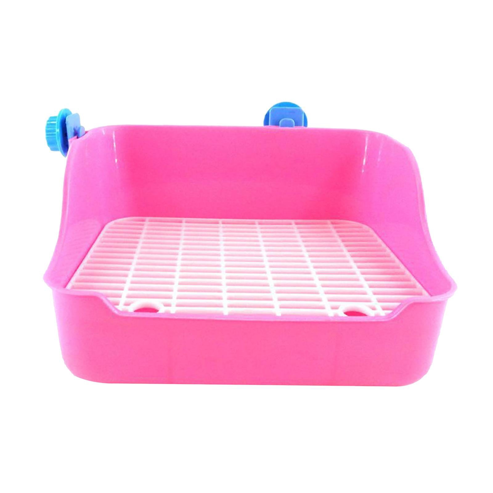 Litter Tray Toilet，Rabbit Litter Box for Cage Corner ，Pet Litter Pan Trainer Bunny Litter Box Cleaner，corner large toilet guinea rats Small Animal，Hamster Chinchilla Ferret Pink