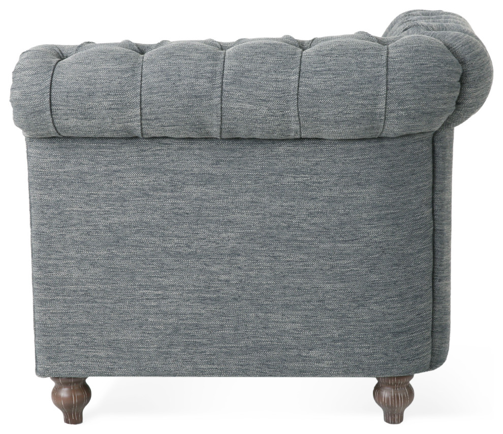 Alejandro Chesterfield Tufted Fabric 5 Seater Sectional Sofa with Nailhead Trim   French Country   Sectional Sofas   by GDFStudio  Houzz