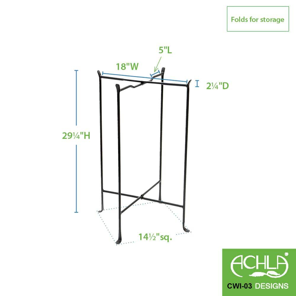 ACHLA DESIGNS 22 in. Dia Black Powder Coat Iron Multi-Purpose Large Folding Floor Stand CWI-03