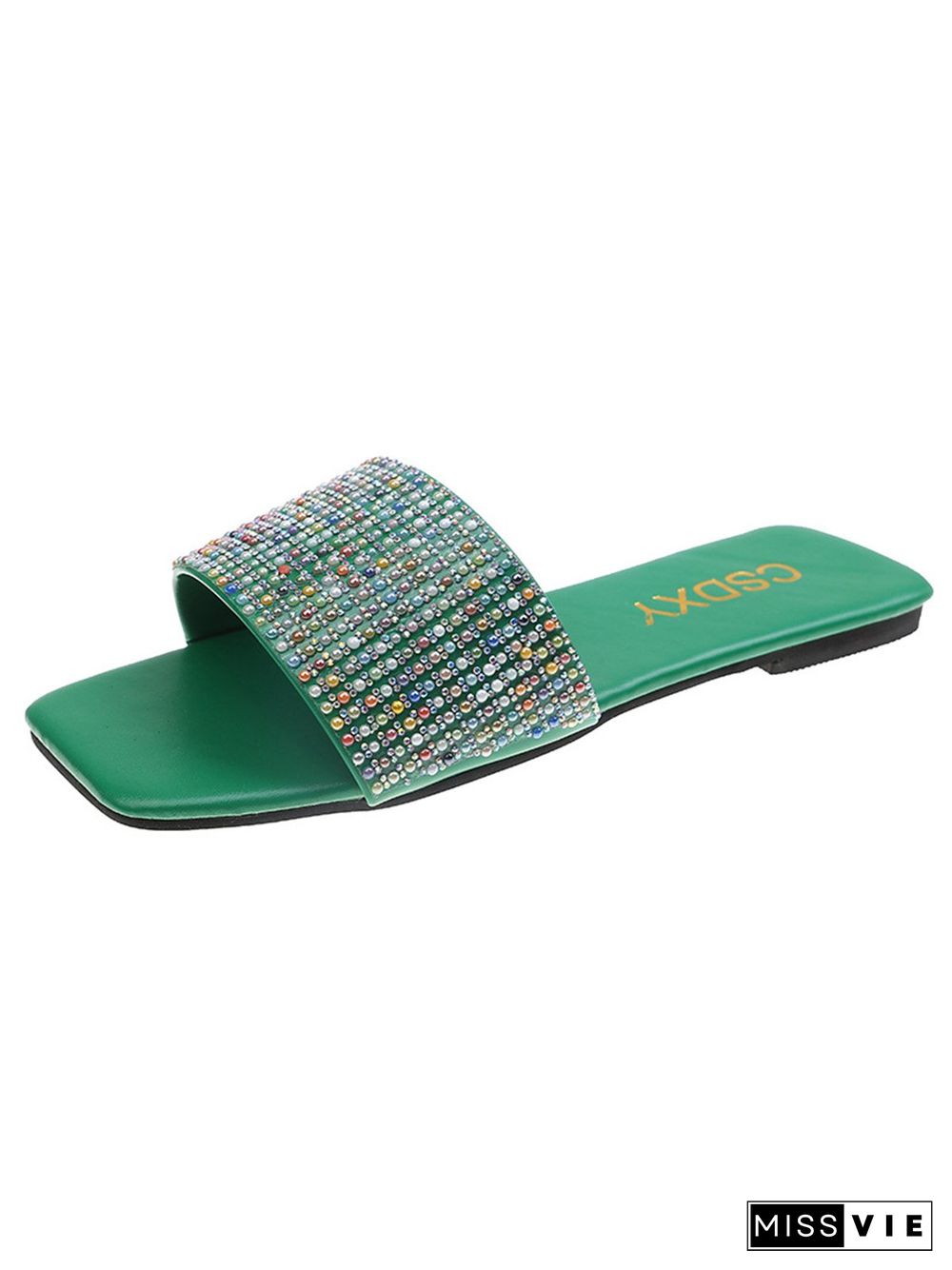 Banquet Party Rhinestone Flat Sandals Slippers