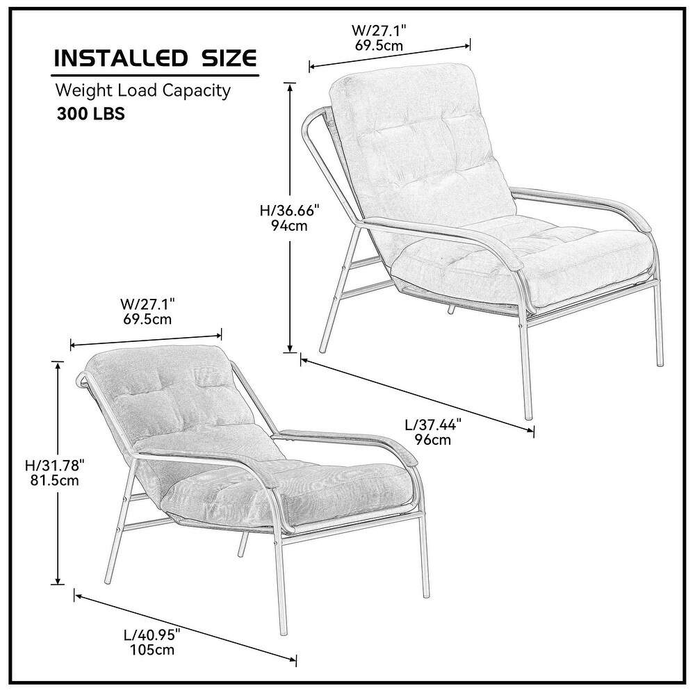 Lounge Recliner Chair  Leisure chair with Metal Legs and Moveable Cushion