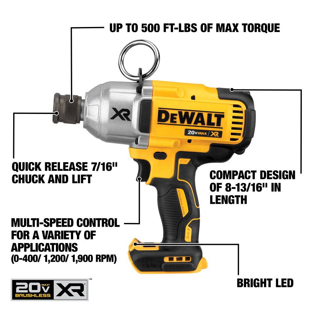 DEWALT 20V MAX XR 7/16" Impact Wrench with Quick Release Chuck Bare Tool DCF898B from DEWALT