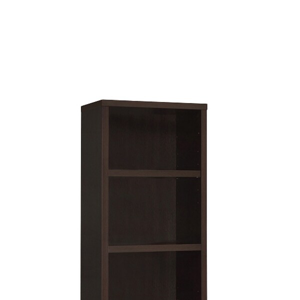 3 Shelf Wooden Media Tower with 2 Drawers， Dark Brown