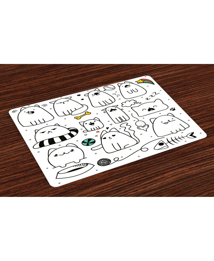 Ambesonne Cartoon Place Mats Set of 4