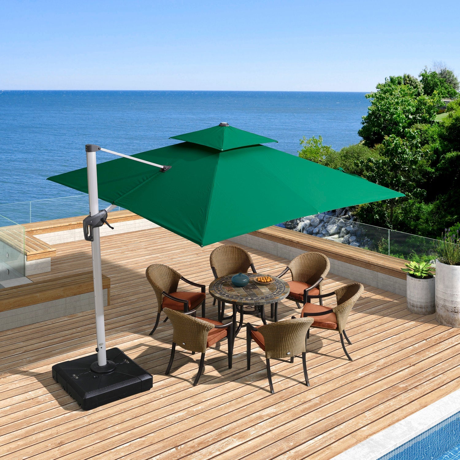 Clearance – PURPLE LEAF 10×10 Feet Patio Umbrella Outdoor Cantilever Square Umbrella, Green