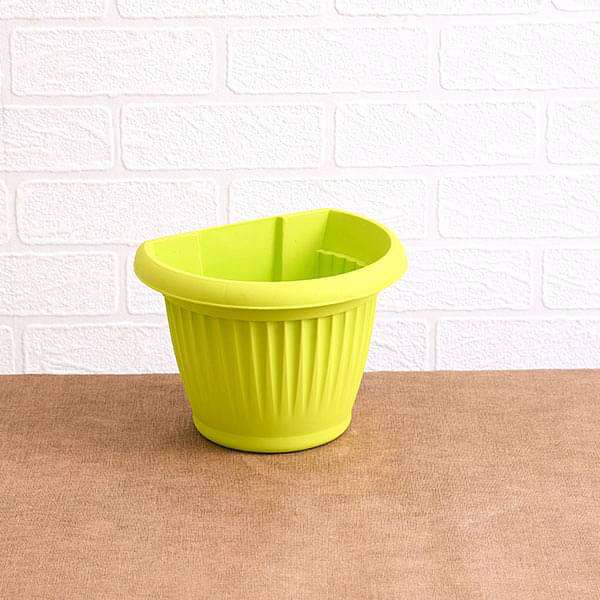 7.9 inch (20 cm) Bello Wall Mounted D Shape plastic Planter (Lime Yellow) (set of 6)