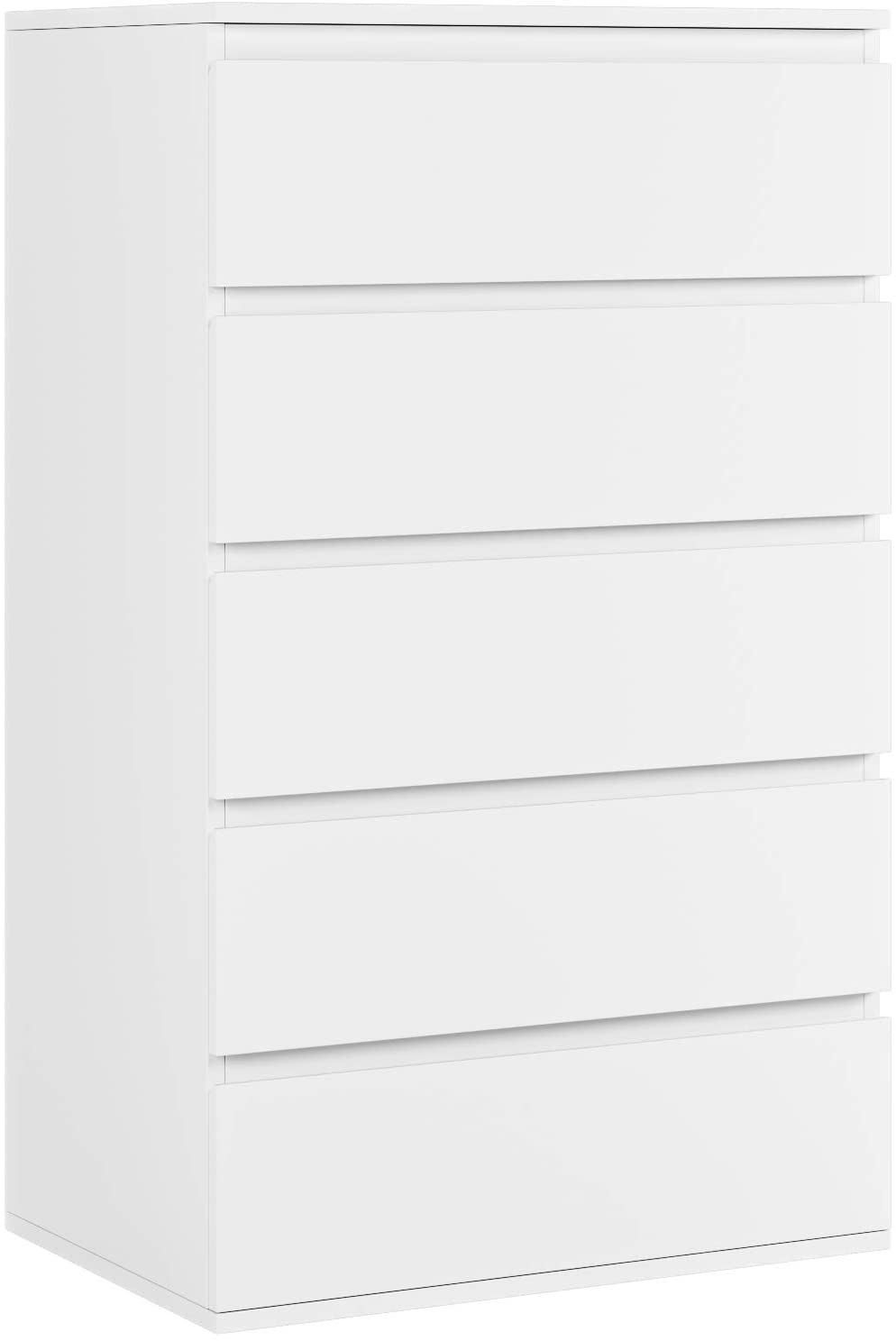 Homfa 5 Drawer White Dresser, Modern Storage Cabinet for Bedroom, White Chest of Drawers Wood Organizer for Living Room