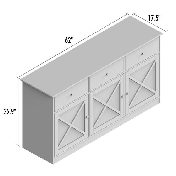 2-Tier Storage Console Cabinet Table With 2 Drawers