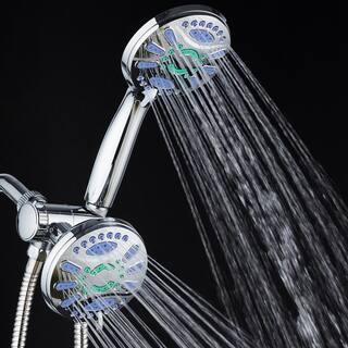 Aquastar Antimicrobial 48-Spray 4.3 in. High Pressure 3-Way Dual Shower Head and Handheld Shower Head Combo in Chrome 6740