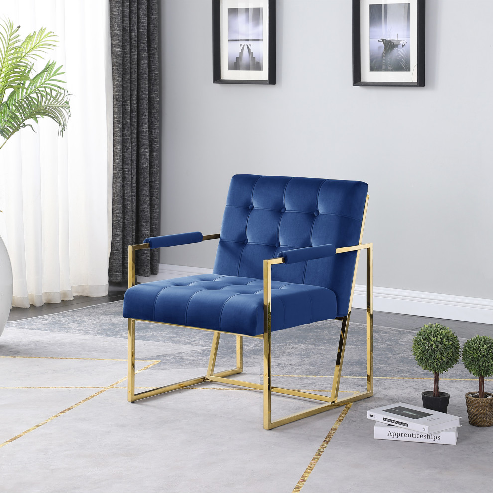 Louie Modern Arm Chair with Gold Frame   Contemporary   Armchairs And Accent Chairs   by Best Master Furniture  Houzz