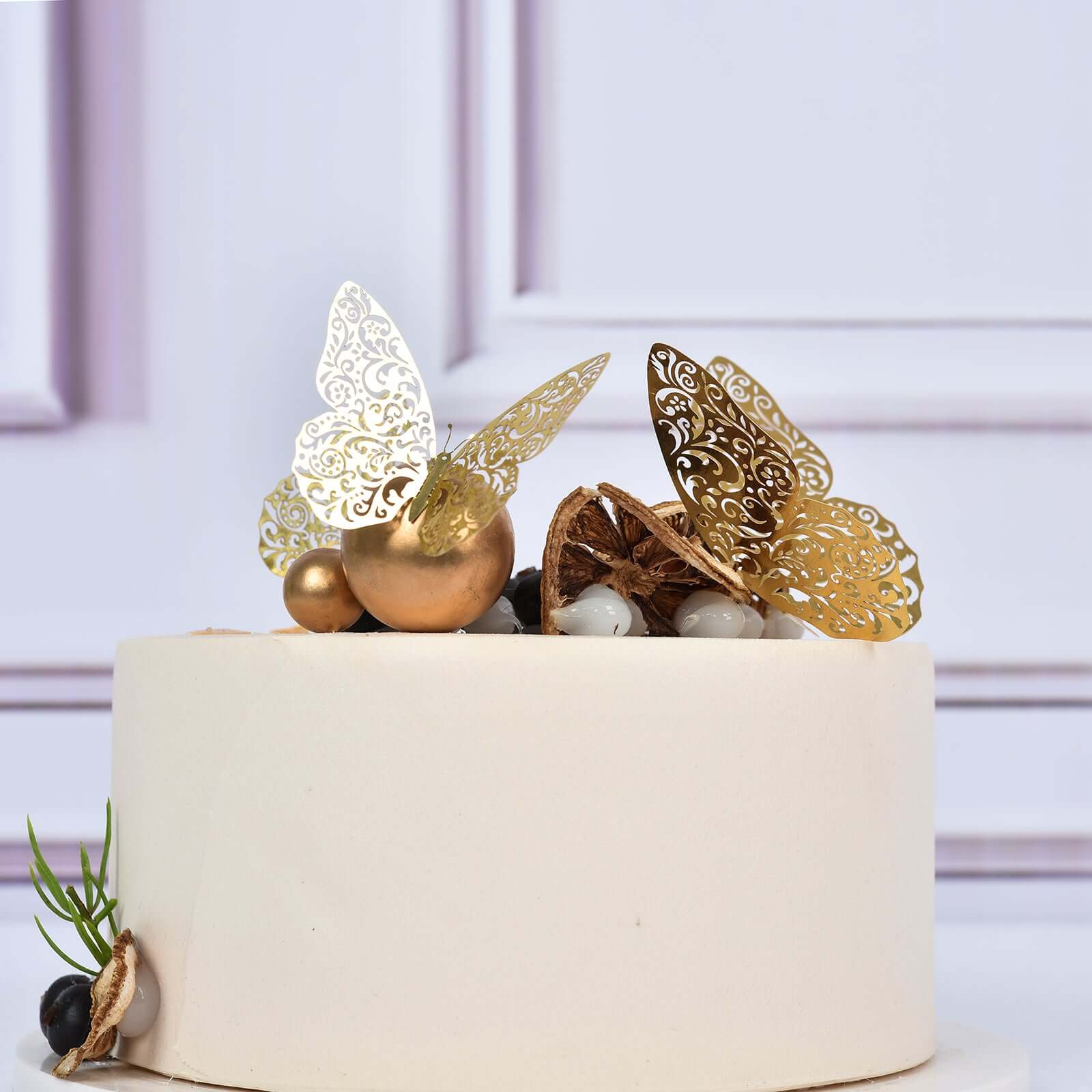 12 Pack 3D Gold Butterfly Wall Decals, DIY Mural Stickers, Metallic Butterfly Cake Decorations