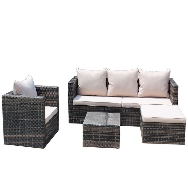 4piece Rattan Wicker Patio Furniture Set