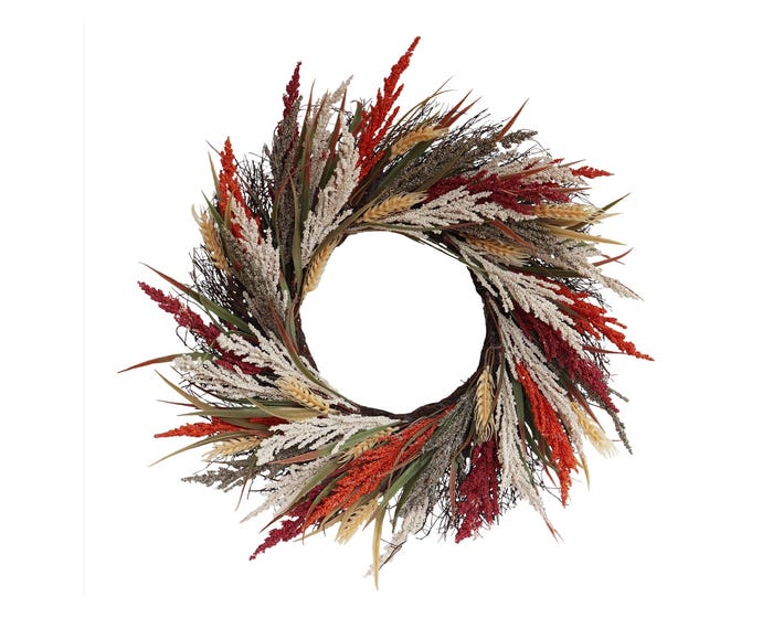 Four Seasons STEADY HOME™ 26-inch Unlit Artificial Harvest Wreath with Sorghum - YL220611