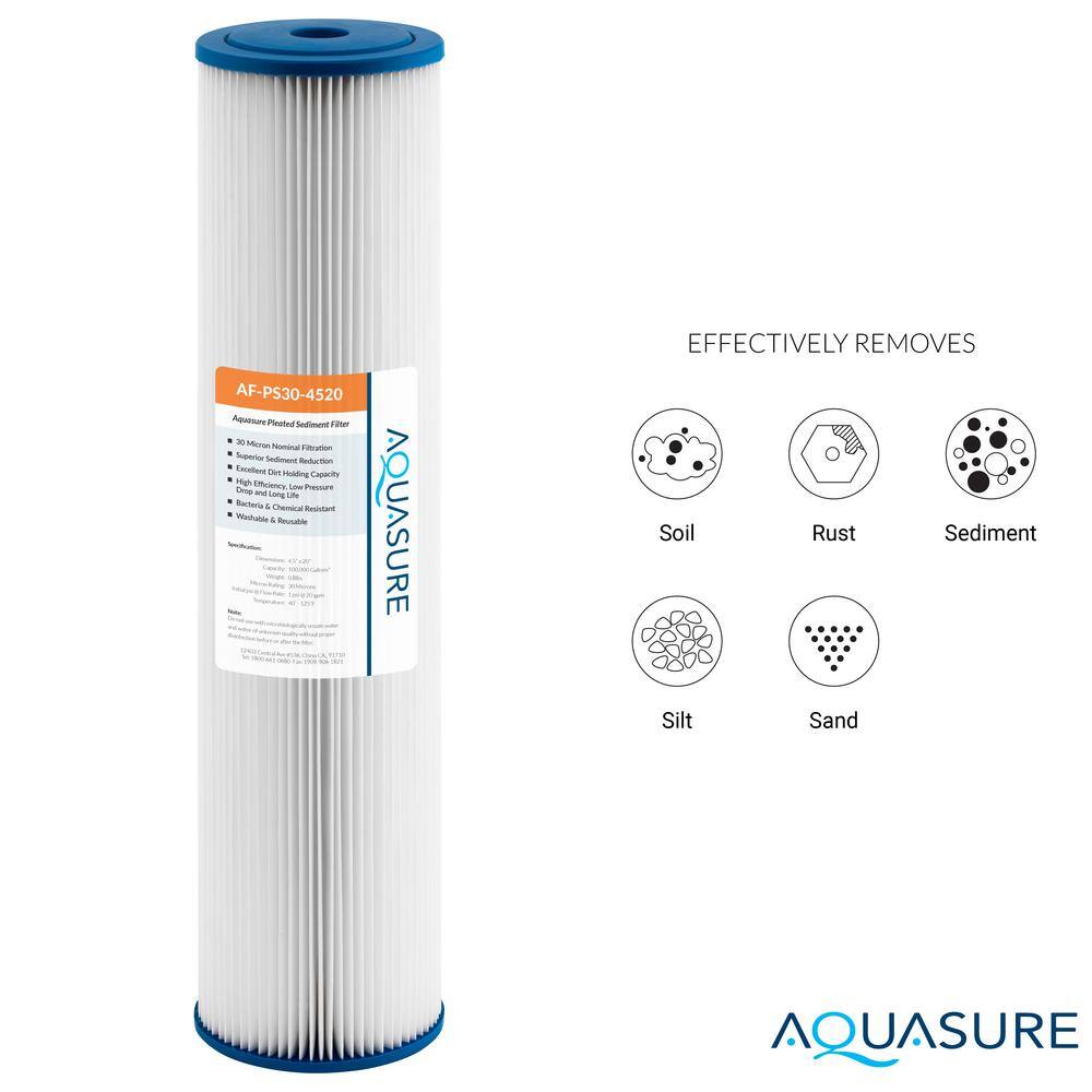 AQUASURE Fortitude Dual Cartridges Whole House Water Filtration System AS-F220PSCB