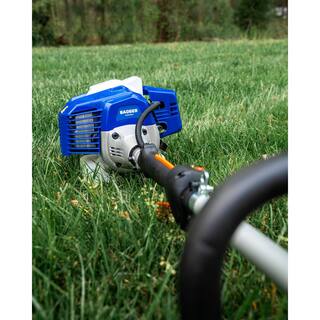 WILD BADGER POWER 26 cc 2-Stroke 2-in-1 Gas Full Crank Straight Shaft Grass Trimmer with Brush Cutter Blade and Bonus Harness WB26BCI