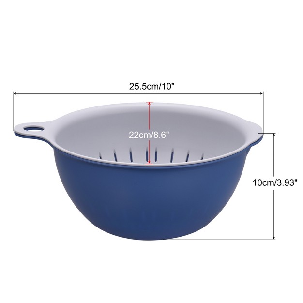 Unique Bargains Kitchen Strainer Colander Bowl Set Medium Double Layer Drain Washing Basket