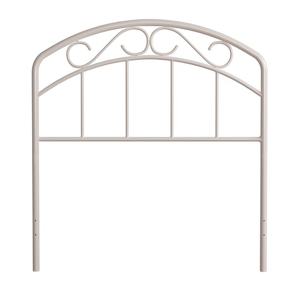 Porch and Den Neugebauer White Metal Arched Scroll Design Headboard - - 30417179