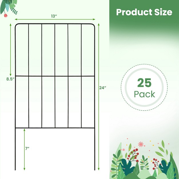 Costway 25 Pcs Decorative Garden Fence Rustproof Folding Metal Wire Animal Barrier