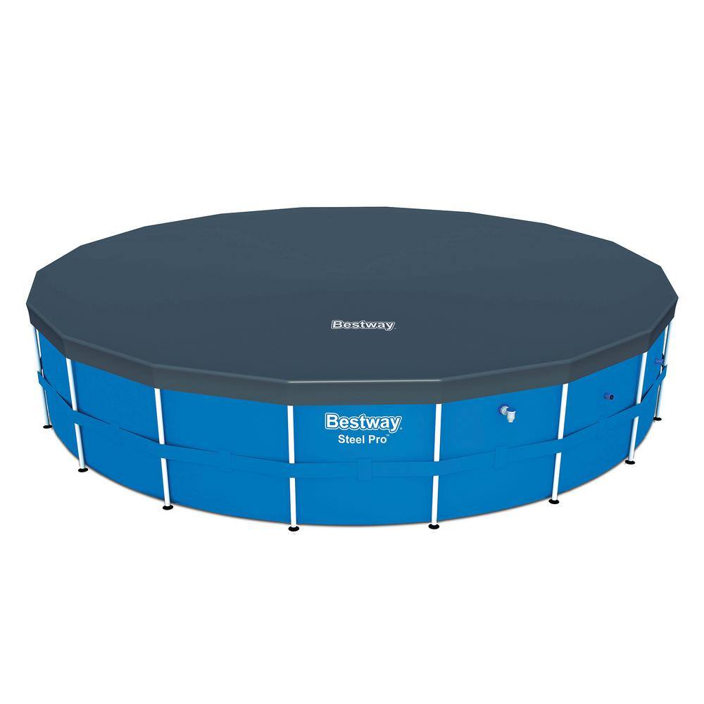 Bestway Flowclear 18 ft. x 18 ft. Round Black Above Ground Pool Winter Cover 58039E-BW