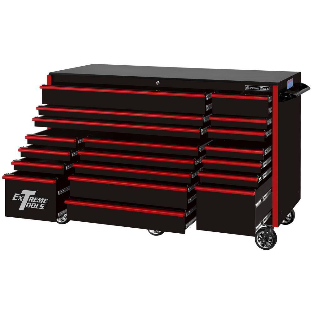 Extreme Tools RX Series 72 in. 19 -Drawer Roller Cabinet Tool Chest in Black with Red Handles RX722519RCBKRD-X