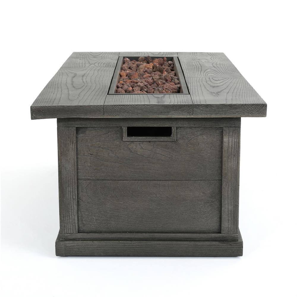 Noble House Sorrento Brown with Wood PatternGrey Rectangular Stone Fire Pit (No Tank Holder) 7559