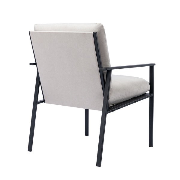 White Linen Accent Chair with Thick Padded Backrest and Seat Cushion