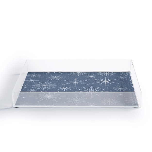 Jacqueline Maldonado Snowflakes Twilight Acrylic Tray deny Designs