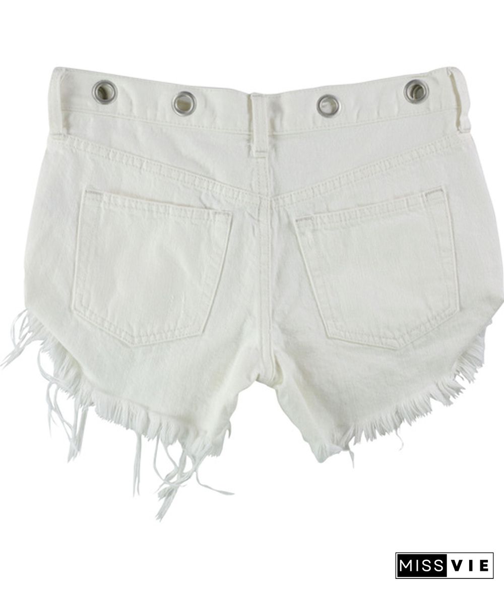 Free People Womens Solid Casual Denim Shorts