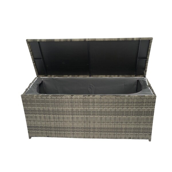 113 Gallon Wicker Patio Outdoor Cushion Storage Box Deck Boxes with Lid