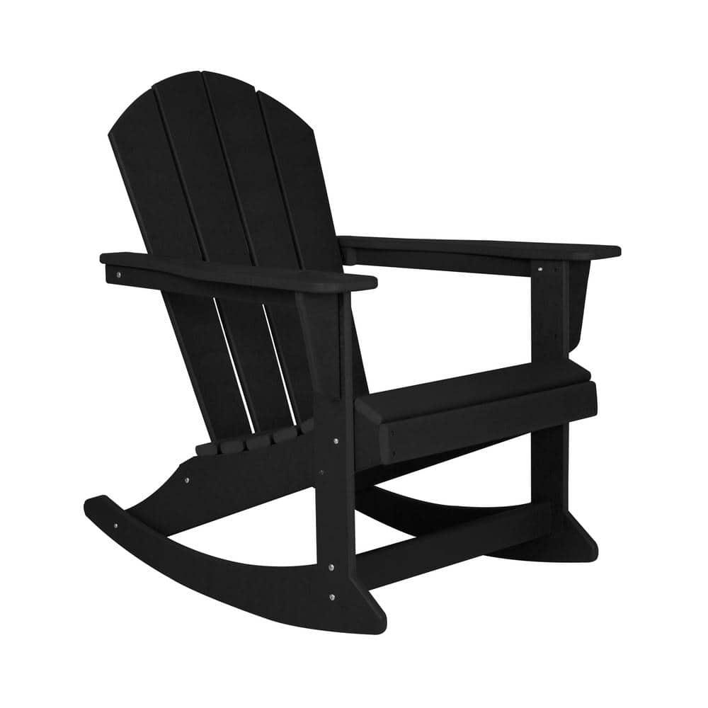 WESTIN OUTDOOR AMOS Black Outdoor Rocking Poly Adirondack Chair