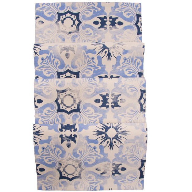 X 72 quot Blue Tile Kitchen Table Runner