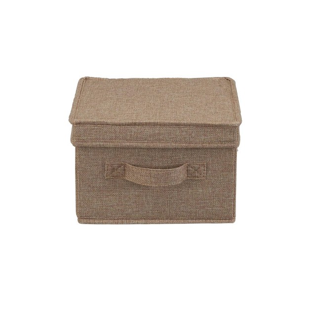 Household Essentials Set Of 2 Medium Storage Boxes With Lids Latte Linen