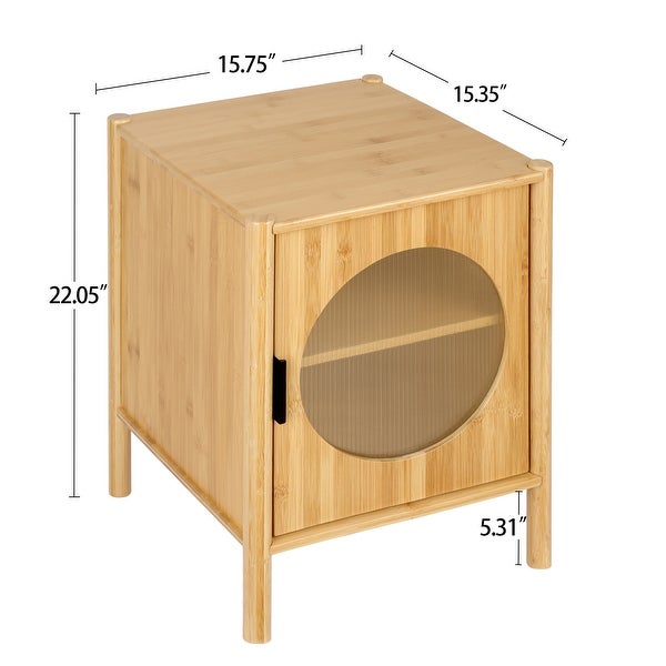 1 Door nightstand，Bamboo Mid Century Modern Nightstand