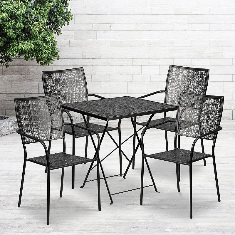 Flash Furniture Commercial Square Indoor / Outdoor Folding Patio Table and Chair 5-piece Set