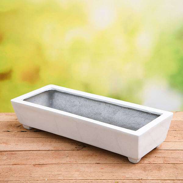 21 inch (53 cm) SML-005 Rectangle Fiberglass Planter (White)