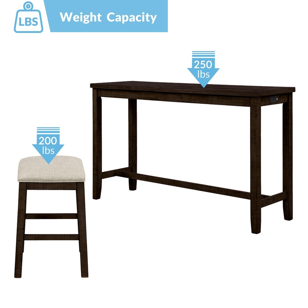 4 Pieces Counter Height Table with Fabric Padded Stools